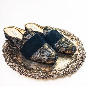 New Brocade/Suede Loafer Slide Mule Sz 6.5M